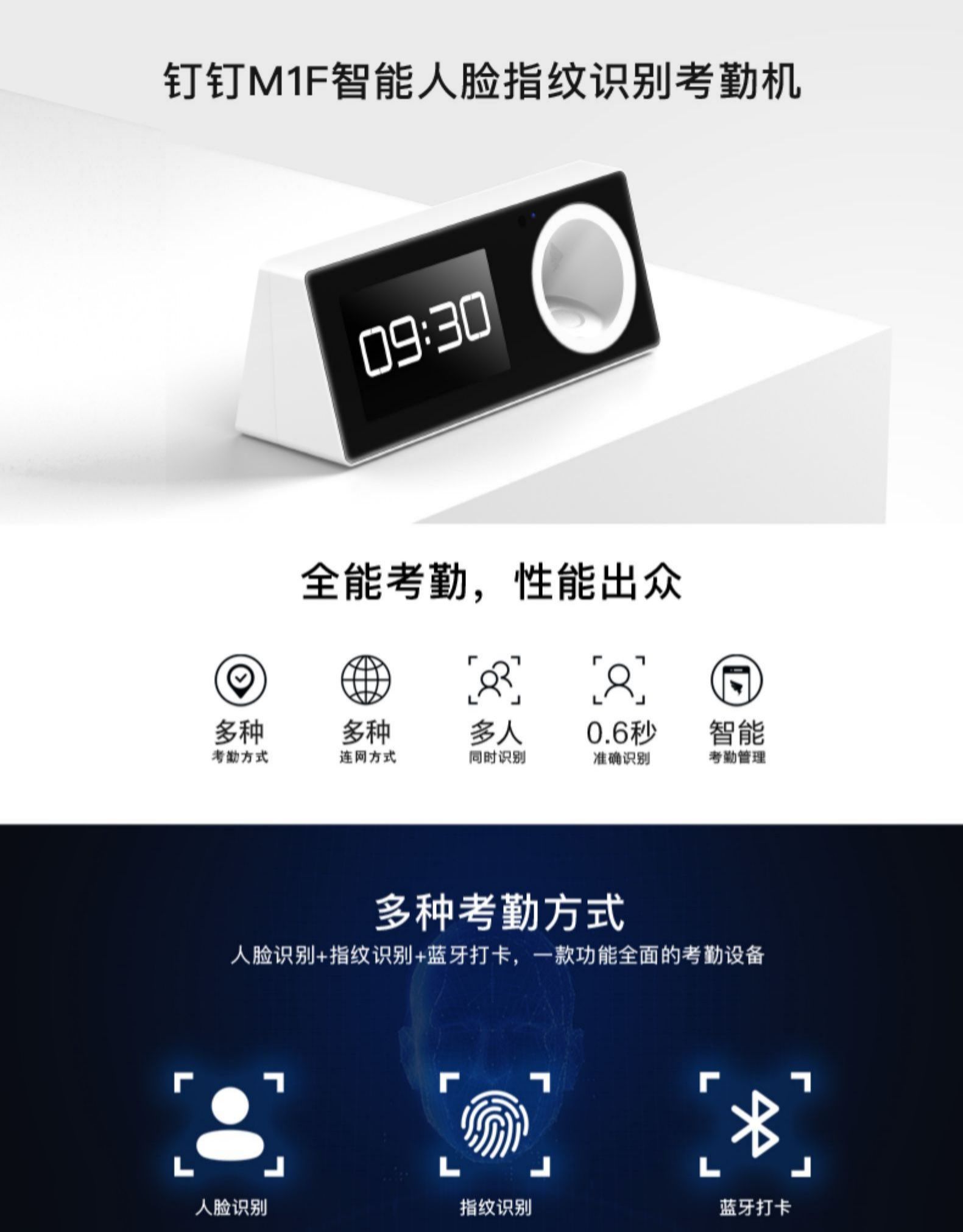 釘釘M1F人臉指紋考勤一體機(圖1)